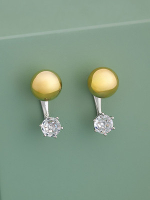 Kushal's Fashion Jewellery White Gold-Plated Party Zircon Stud Earring Zircon Copper Stud Earring