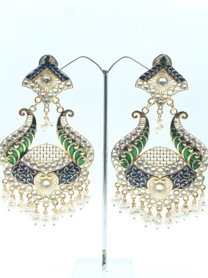 Yaari Collections Dual Tone Meenakari Traditional Kundan Designer Dangler Earrings Beads, Pearl Brass Drops & Danglers