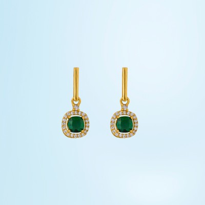 SORELLII A Pair of Emerald and Diamond Earrings Cubic Zirconia German Silver Earring Set