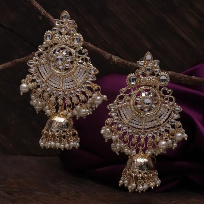 Aarav Retails Brass Gold-plated Yellow Earring Set (Pack of 1) Diamond Brass Earring Set