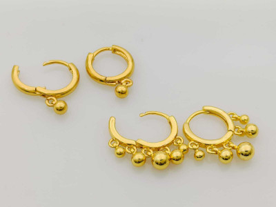 SHE'SJEWELS Versatile 1 Gram Gold Plated Bali Combo Hoop Earrings with Dangles Brass Clip-on Earring, Drops & Danglers, Hoop Earring, Huggie Earring