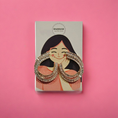 Dazzzle Golden Earrings Diamond Brass, Gold, Crystal, Sterling Silver, White Metal, Acrylic Drops & Danglers, Earring Set, Tunnel Earring
