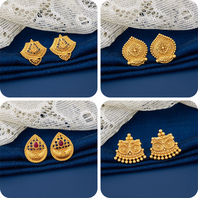 SURJEET SALES Combo of 4 stylish earrings in various designs Cubic Zirconia Alloy Stud Earring