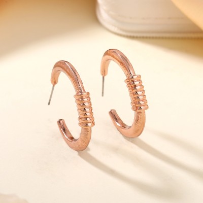 Estele Estele Rosegold Plated Versatile Sophisticated Half Hoop Earrings for Women Alloy Hoop Earring