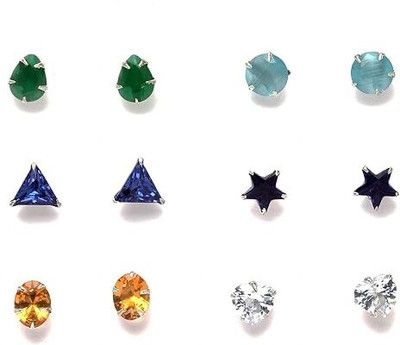 MK Gallery gold plated multicolor 5 in 1 interchangeable stud earrings for women|girls Alloy Stud Earring