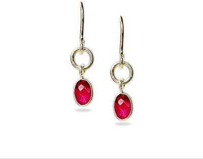 DAZZELBEADZ Dyed Ruby Sterling Silver Drops & Danglers
