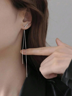 beyter Casual Cross Studs Earrings| Korean Western Long Earring for Women and Girls Stainless Steel Drops & Danglers