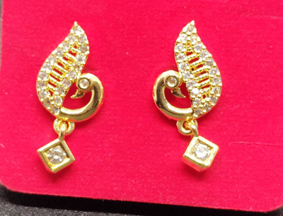 jivaas collection PEACOCK EARRING Cubic Zirconia Brass Stud Earring