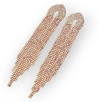 Shreeji MALL Golden Long Earrrings For Women And Girls. Diamond Alloy Drops & Danglers