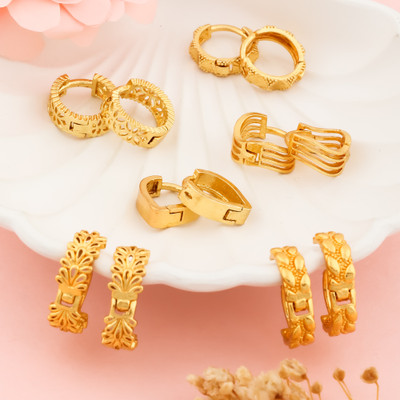 Weroxa Combo of 6 Brass Huggie Earring