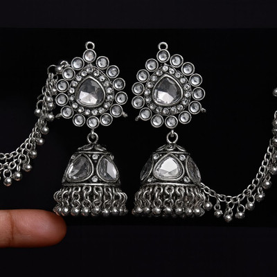 Vidhi collection Silver bahubali jhumka White Metal Jhumki Earring