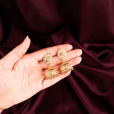 brado jewellery Pack of 1 Gold Plated Pair of Earrings for Women and Girls Brass Jhumki Earring
