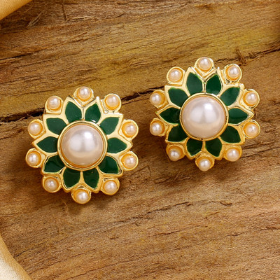 Estele Gold Plated Pearl Alloy Stud Earring
