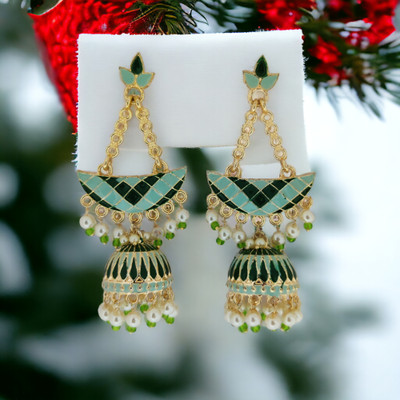 Opal Touch Radiant Rainbow Bliss Jhumkas Cubic Zirconia Brass Jhumki Earring