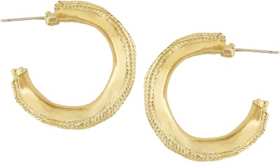 fabula Gold Hoop Earrings - Broad Twisted Design - For Women & Girls Stylish Latest Beads, Crystal Alloy Hoop Earring