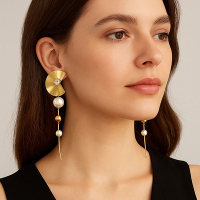 vien Gold Plated Pearl Drop Earrings with Anti-Tarnish Coating for Women & Girls Stainless Steel Drops & Danglers