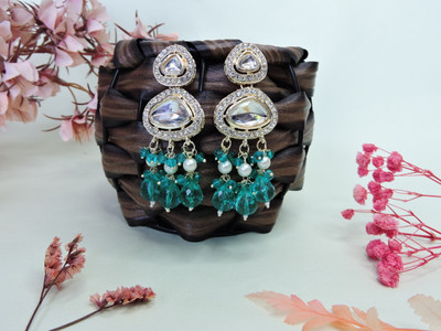 VATSALYA creation Uncut Kundan Crystal fitteed Light Gold Finish Alloy Drops & Danglers