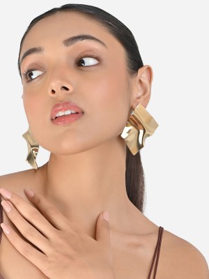 TONIQ Golden Molten Square Shape stud earrings for women Alloy Drops & Danglers