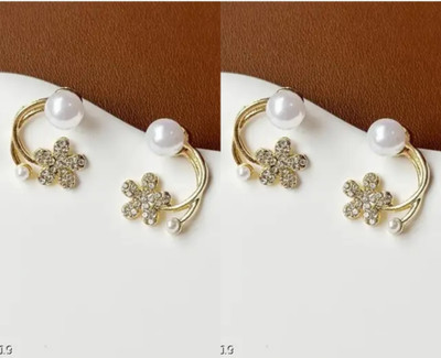 RISHASTYLE Gold plated with AD stone korean stylish earrings Zircon Alloy Stud Earring, Drops & Danglers