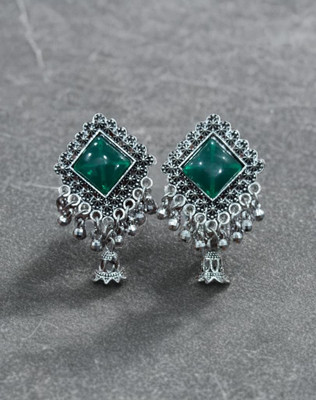 Kavi Traders Collection Square Green Alloy Stud Earring