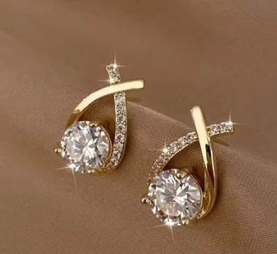 Angel gems Stylish Korean earrings Studs Shining Nug Cubic Zirconia Alloy Stud Earring
