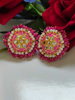 Arihant Creations Beautiful big size kundan studs Brass Stud Earring