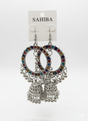 Sahiba Collections Traditional Silver Plated Jhumka Earrings for Women Ethnic Indian Temple Jewelry Alloy Jhumki Earring
