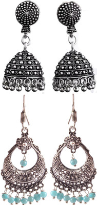 Haniya Oxidized Silver plated handmade Jhumka Jhumki Earrings Brass, Alloy Jhumki Earring
