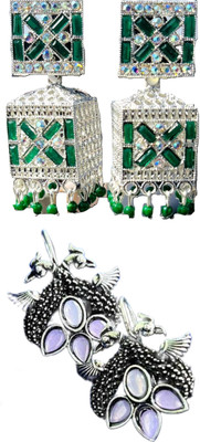 Hernger traders Earring-Box-05_04 & Mor_Kundan_Purple_04 Cubic Zirconia Alloy Earring Set