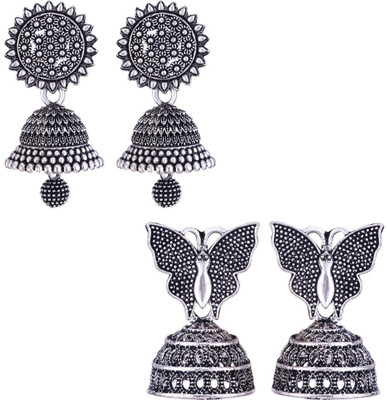 MEENAZ earrings for women jhumka Silver Oxidised traditional earrings combo stylish Beads, Pearl, Cubic Zirconia, Diamond Brass, Enamel, Copper, Zinc, Stone Jhumki Earring, Chandbali Earring