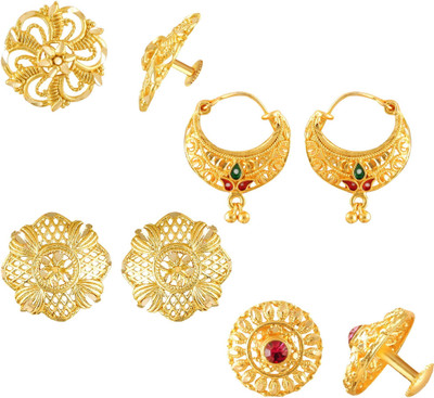 VIGHNAHARTA Golden Alloy Stud Earrings Combo Set(Sales Package-4 Pair Earrings ) Cubic Zirconia Alloy Chandbali Earring, Stud Earring