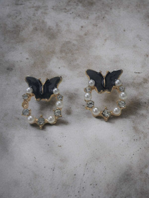 Traders ST Korean Style Butterfly Wings Stud Earrings Pearl, Beads Alloy Stud Earring