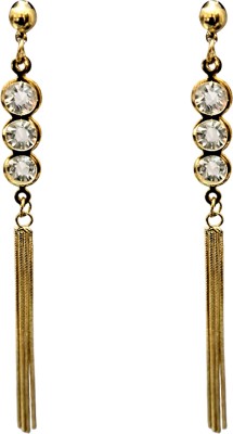 Anish golden earrings for women long gold earrings long fashion earrings girls Cubic Zirconia Alloy Drops & Danglers