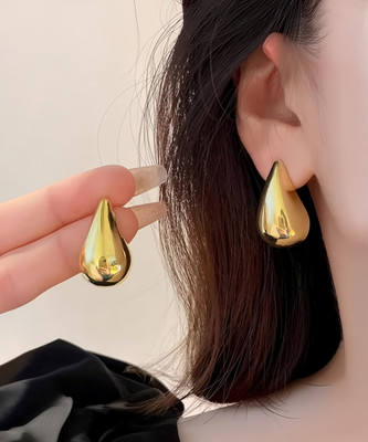 Janki Creation Latest Trendy Golden Plated Water Drops Alloy Hoop Earring, Stud Earring