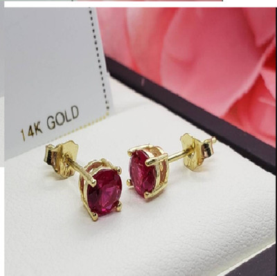 Ceylonmine01 Natural Ruby Stone Sapphire Brass Stud Earring