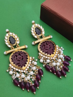 RIWAAH CREATIONS kundan stone chandbali jumka earings Jade Brass, Copper Chandbali Earring