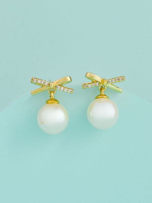 Kushal's Fashion Jewellery Pearl Gold-Plated Party Trendy Zircon Drop Earrings Zircon Copper Drops & Danglers