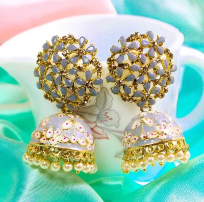 MONKDECOR (Tree Meena-Grey) Elegant Design Jhumki Earring For Girls & Women Alloy Jhumki Earring