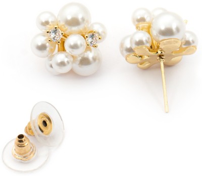 Unwind by Yellow Chimes Gold Toned Paerl Studded Stud Earrings Pearl Alloy Stud Earring