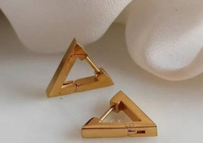 Vedansh Piyush Enterprises Stylish Golden Unisex Hoop Stud Earrings Brass Hoop Earring