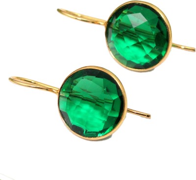 G-Vogue G-Vouge Stylish Green Onyx Gold Plated Round Shape Earrings Onyx Brass Drops & Danglers