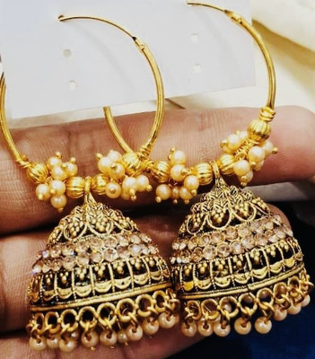 SAKETHAM Golden Bell Rings Alloy Jhumki Earring