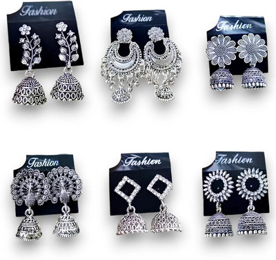 Janki Creation women silver Alloy Chandbali Earring, Drops & Danglers, Jhumki Earring, Stud Earring