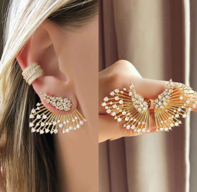 ZIVOM Leaf Cubic Zirconia Copper Cuff Earring