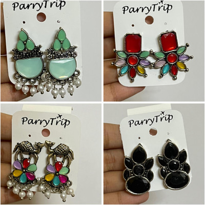 Mishti Jewels Oxidized earring combo German Silver Drops & Danglers