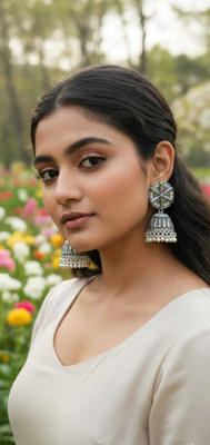 Mr Fashion SLEVER STONE JHUMKI White Metal, Alloy, Brass Jhumki Earring, Stud Earring, Drops & Danglers