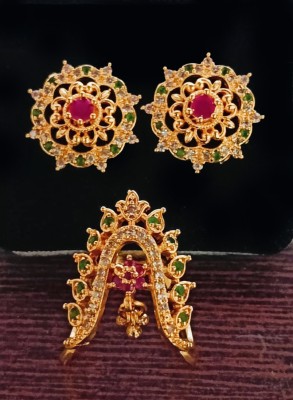 HARSHITHA COLLECTONS Ear rings with vanki finger ring combo Alloy Stud Earring