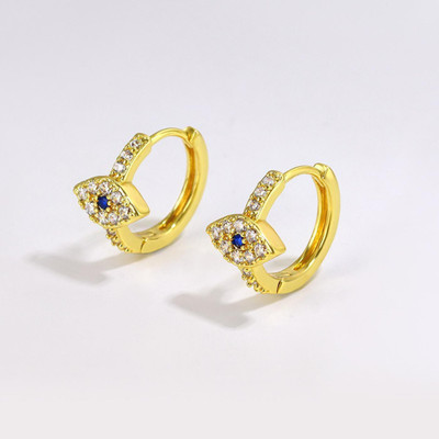 MYKI Delicate Evil Eye Diamond Earrings For Women & Girls Cubic Zirconia Stainless Steel Hoop Earring