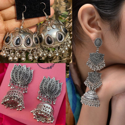 Ashir Oxidised silver jhumki jhumka Earrings for women and girls Alloy Jhumki Earring