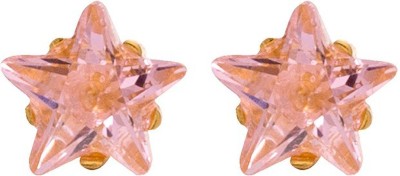 STUDEX 5MM Cubic Zirconia Pink Star 24K Pure Gold Plated Metal Stud Earring